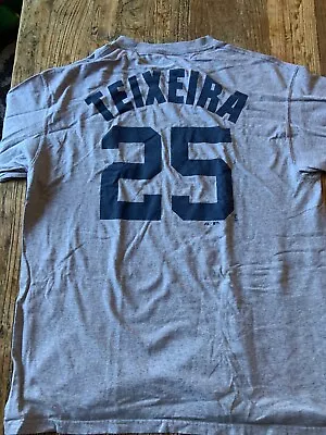 New York Yankees Mark Teixeria Majestic Player T-shirt Large Grey • $15