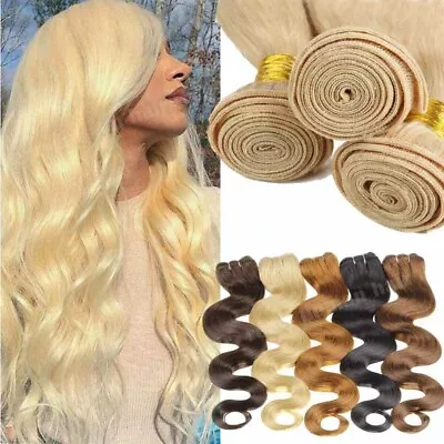 100% Real Virgin Human Hair Weft 100g/Bundle 300g Full Head Sew-In Weaves Blonde • $108.94