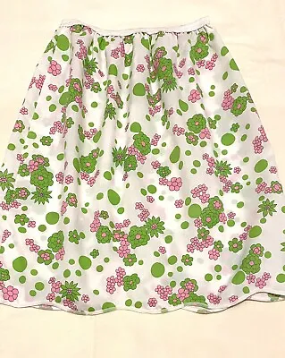 Vintage 60’s Flowered Hippy Half Slip Original Bright Pink Green Cotton Sz M • $22.99
