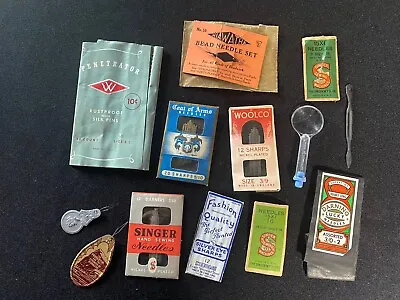 Lot Of Vintage Sewing Notions: Pins Needles Threaders Magnifier • $24.24