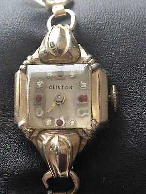 Vintage Clinton Diamond And Ruby Watch • $50