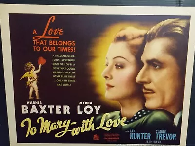 Title Card 1936 TO MARY WITH LOVE Myrna Loy Warner Baxter *ultra-rare • $325
