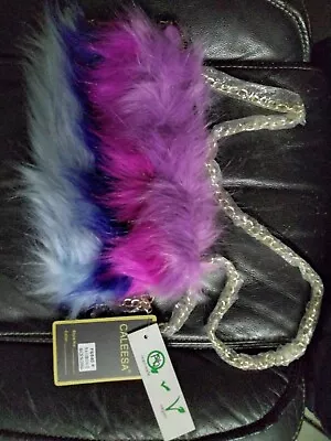 NWT Caleesa Rainbow Fur Vegan Side Crossbody Bag • $35