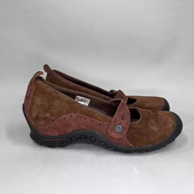 Merrell Women's Plaza Bandeau Brown Suede Wedge Mary Jane Slip On Shoes • $39.95