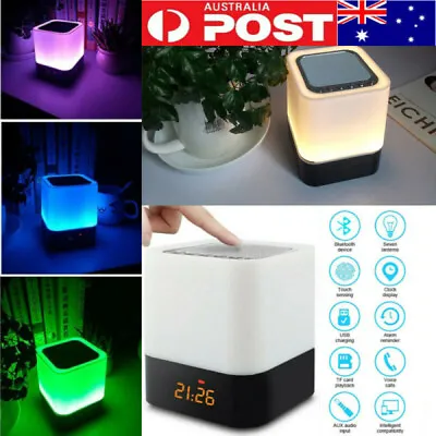 $31.49 • Buy USB Charging Bluetooth Speaker Touch LED Night Light Alarm Clock 7Color Changing