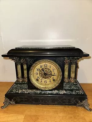 Seth Thomas  Sucile  Circa 1909 Black Adamantine Mantle Clock *nice* • $167.50
