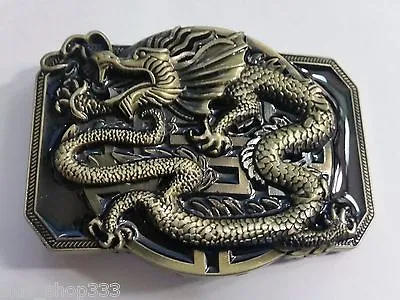 ✖Awesome Antigue Bronze Black Color DRAGON COOL Belt Buckle Full Metal US Seller • $14