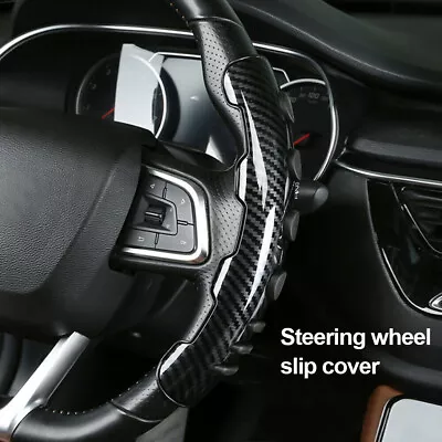 2x Black Carbon Fiber Non-Slip Steering Wheel Booster Cover For Car Accessories • $26.81
