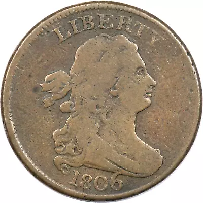 1806 Draped Bust Half Cent 1/2C Fine F+ • $135