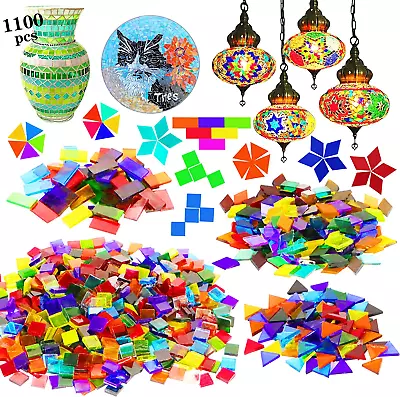 1100 Pcs Mosaic Tiles Glass Mosaic Tiles For Crafts Bulk Stained Mosaic Glass  • $26.03