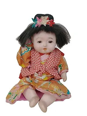 Mid-Century 7 1/2  Gofun Ichimatsu Visit Young Girl Japanese Doll • $24.99