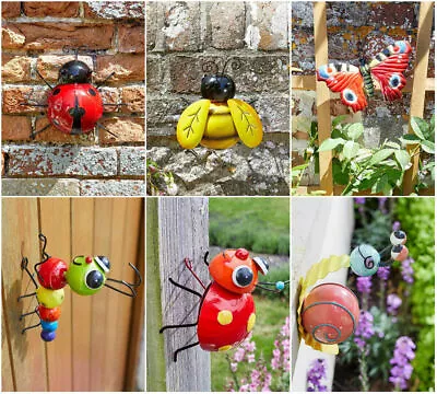 Novelty Wall Mounted Bug Garden Ornament Outdoor Decor LadyBird Bee Caterpillar • £9.63