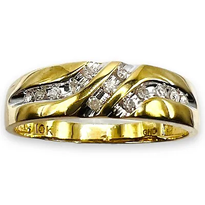 10k Gold Natural Diamond Band Ring Men Wedding 10 • $499.99