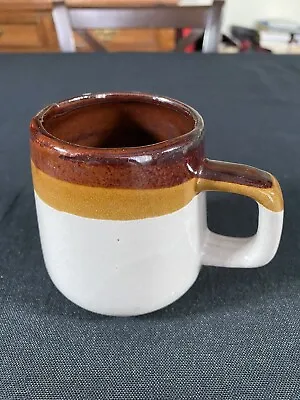 Vintage “Dipped” Stoneware Coffee Mug Brown And Tan Stripe 70s Style • $6.50