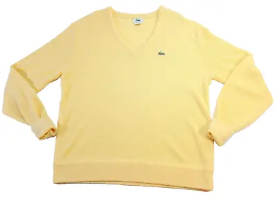 Vintage IZOD LACOSTE Mens Extra Large Yellow V Neck Sweater Orlon Acrylic 70's • $24