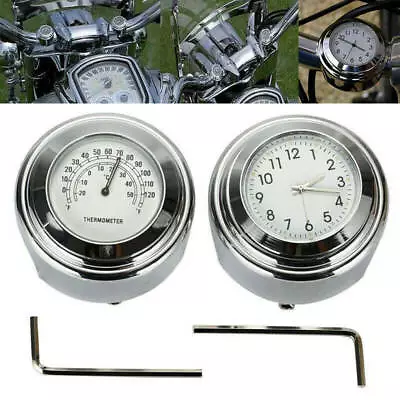 2x Motorcycle Handlebar Dial Mount Clock And Thermometer Watch Dial For 7/8  1  • $16.14