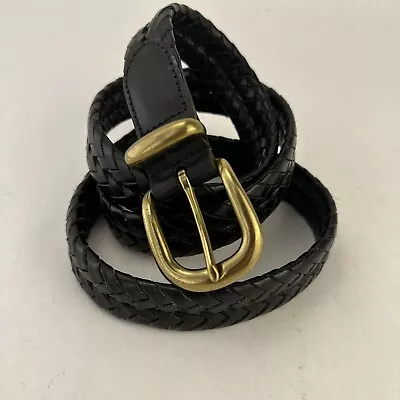 Coach Men’s Black Braided Leather Belt Gold Brass Buckle 5922 Size 42 105 Cm • $85