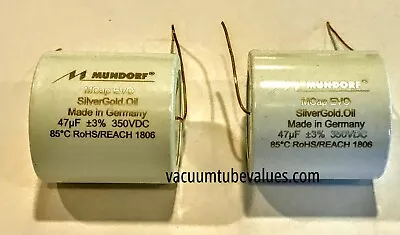 Mundorf  PAIR MCap EVO Silver-Gold Oil Capacitor 47.0uf 47 Uf 350VDC • $329.95