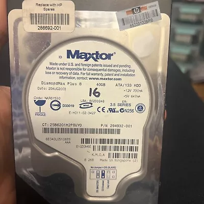 Maxtor Diamondmax Plus 8 40 GBInternal7200 RPM3.5  Hard Drive Tested • $7.99