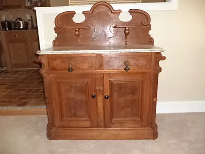 Antique Victorian Marble Top Wash Stand W/ Backsplash And Towel Bars 1875-1899 • $595