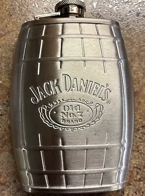 Jack Daniels Old No 7 Stainless Steel 6 Oz Barrel Shaped Hip Flask 2007 Whiskey  • $13.99