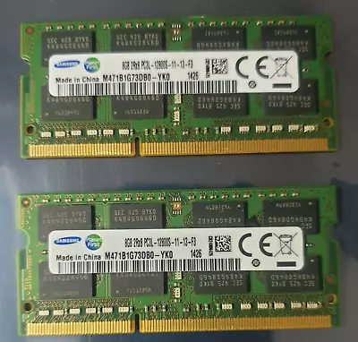 Samsung 16GB 2X8GB DDR3L 2RX8 1600MHz PC3L-12800S 204pin Laptop Memory RAM 1426 • £24.99