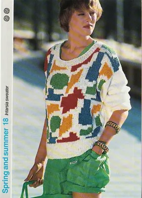 Woman's Knitting Patterns; Spring & Summer 18.... Intarsia Sweater • £1.40