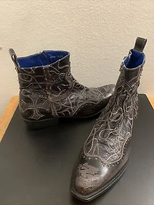 Mark Nason Rock Lives Black Leather Boots Ankle Stitch  Dragon 67487 Men's 10.5 • $550