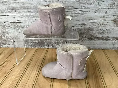 UGG Baby Jesse Bow II Leather Booties Purple 10184521 Girls Baby Size US 4-5 • $15.95