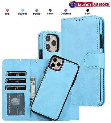 Removable Leather Magnetic Wallet Case For IPhone 15 14 13 12 11 Pro Max XS XR 8 • $18.90