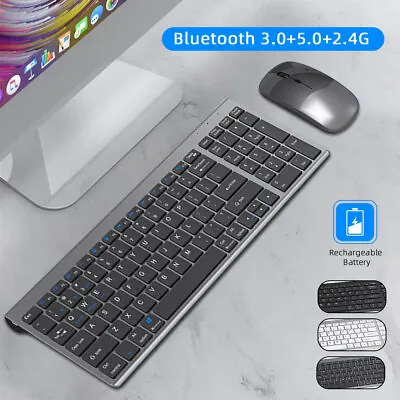 Slim Bluetooth 2.4G Wireless Keyboard And Mouse Set For Laptop Tablet Mac IPad • £22.99