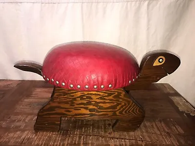 Vintage Mid Century Modern Red Vinyl Turtle Footstool Ottoman • $45