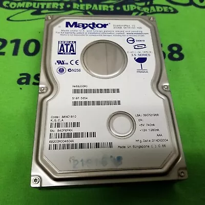 Maxtor DiamondMax 10 200 GBInternal7200 RPM3.5  (6B200M0) SATA Hard Drive • $39.99