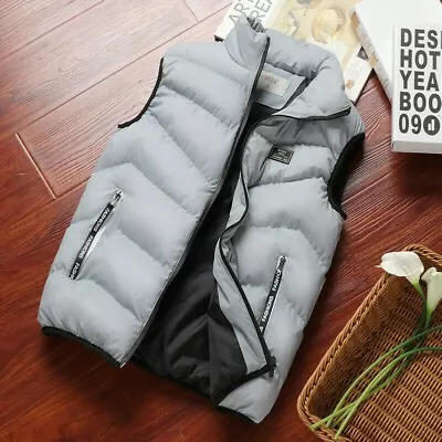 Men Quilted Padded Waistcoat Puffer Jacket Coat Gilet Vest Outwear Winter • £39.76