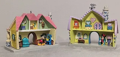 Disney Parks Mickey And Minnie Mouse Toon Town Miniature House Ornament Set Of 2 • $48