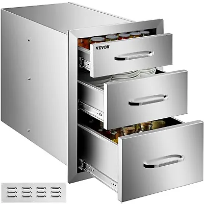 $177.99 • Buy BBQ Island/ Outdoor Kitchen Triple Drawers 20.25 X14  Stainless Steel BBQ Drawer
