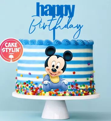 1 X BABY MICKEY MOUSE Edible Cake Topper Wafer Paper 1st Birthday Party Shower • $5