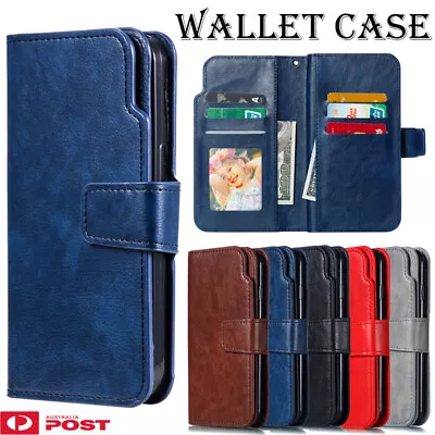 For Samsung Galaxy J3 J4 J5 J6 J7 J8 Case Leather Magnetic Wallet Card Cover • $13.99