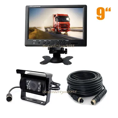 9  TFT LCD Monitor + 4Pin IR Car Rear View Reverse Backup Camera For Bus Truck • $67.98