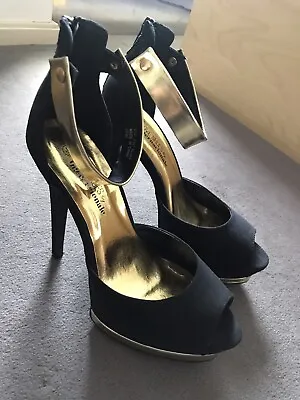 Love Shoes By Internacionale Black And Gold High Heels 39 EU 6 UK  • £25.10