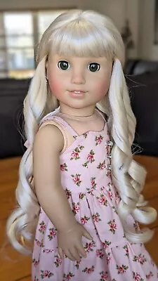 Custom American Girl Doll Truly Me 90 Green Eyes Blonde Curly Wig Bangs OOAK  • $235
