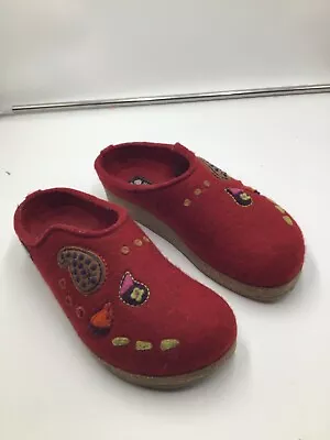 £28.82 • Buy Haflinger Classic Red Pure Wool Clogs - Size EUR 39/ US 8