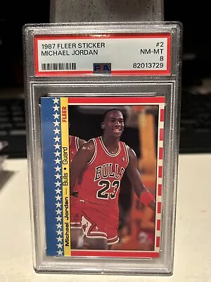Michael Jordan 1987 Card PSA 8 Fleer Sticker Chicago Bulls NBA HOF #2 • $131