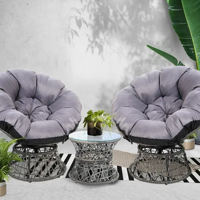 $456.24 • Buy Gardeon Outdoor Lounge Setting Furniture Papasan Chair Table Wicker Sofa Garden