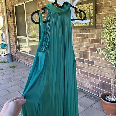 Witchery Dress Womens 10 Emerald Green Pleated Maxi Formal Cocktail • $38