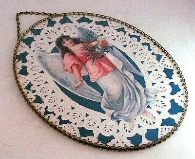 Vintage Gallery Graphics Victorian Reproduction Flue Cover Metal Lady Lace Blue • $23.97