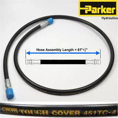 Parker 451TC-4 3000 PSI Hydraulic Hose 1/4 X61  (+/- 1/2 ) JIC 6F Swivel Fitting • $19.97