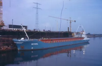 Original Ship Colour Slide Of A Coaster 'mithril' Cargo Vessel In Port. • £1.50