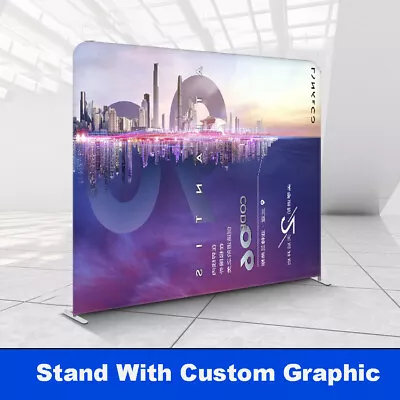 8ft Tension Fabric Trade Show Display Back Wall Pop Up Banner With Custom Print • $379