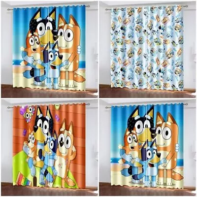 Kids Bluey Curtains Thick Blackout Bedroom Curtains Thermal Ring Top Eyelet Gift • £22.33
